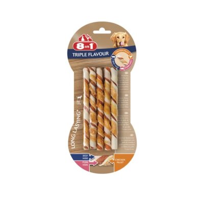 8in1 Üçlü Lezzet Tavuk Sarılı Köpek Çiğneme Çubukları 10 Adet 70 gr