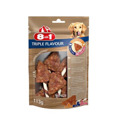 8in1 Üçlü Lezzet Tavuk Sarılı Köpek Çiğneme Kanatları 113 gr