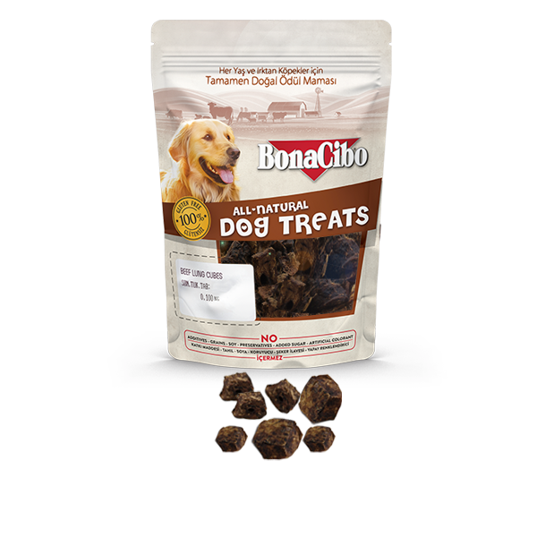 BonaCibo Doğal Dana Akciğeri Küpleri Köpek Ödülü 100 gr x 3