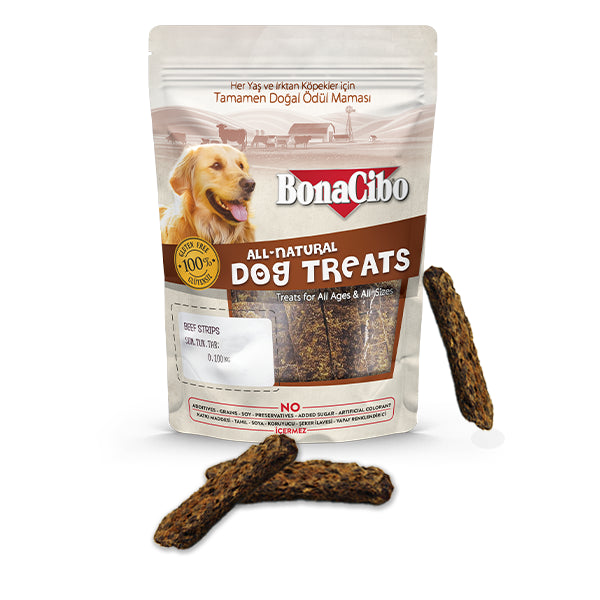 BonaCibo Doğal Dana Eti Şeritleri Köpek Jerky Ödülü 100 gr