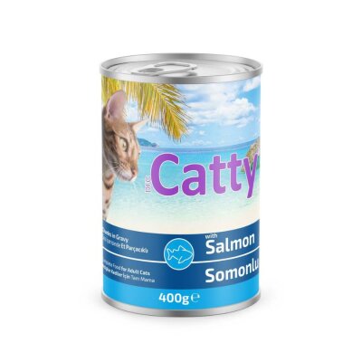 Catty Sos İçinde Somon ve Alabalıklı Yetişkin Yaş Kedi Maması 400 gr