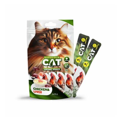 EuroGold Tavuk ve Ciğerli Sıvı Kedi Ödülü 5 x 15 gr