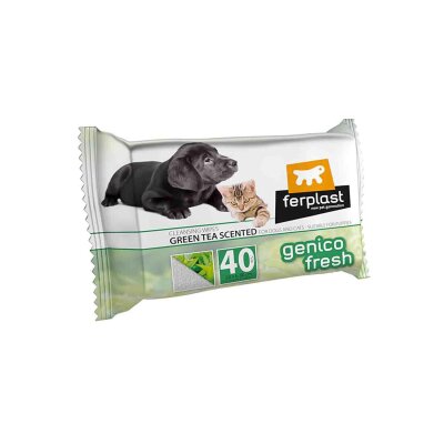 Ferplast Genico Fresh Yeşil Çaylı Islak Mendil 40'lı (Kedi-Köpek)