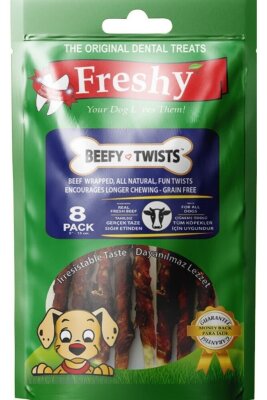 Freshy Dental Sığır Etli Burgu Köpek Ödülü 13 cm 8'li 75 gr