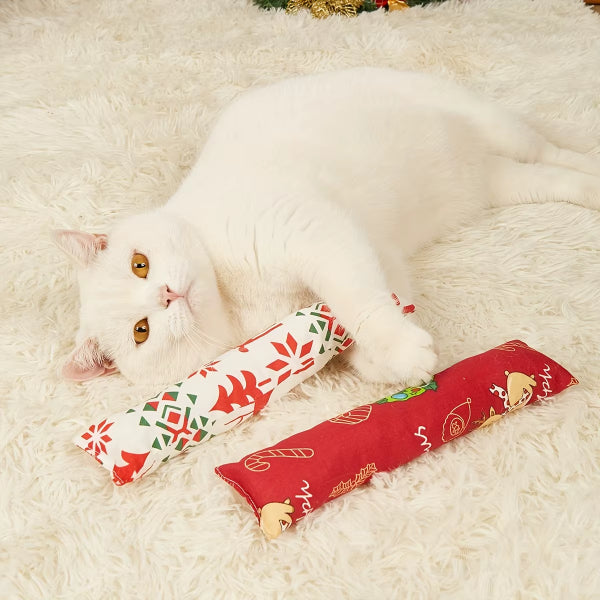 Hışırtılı 26 cm Yılbaşı Temalı Bez Kedi Oyuncağı