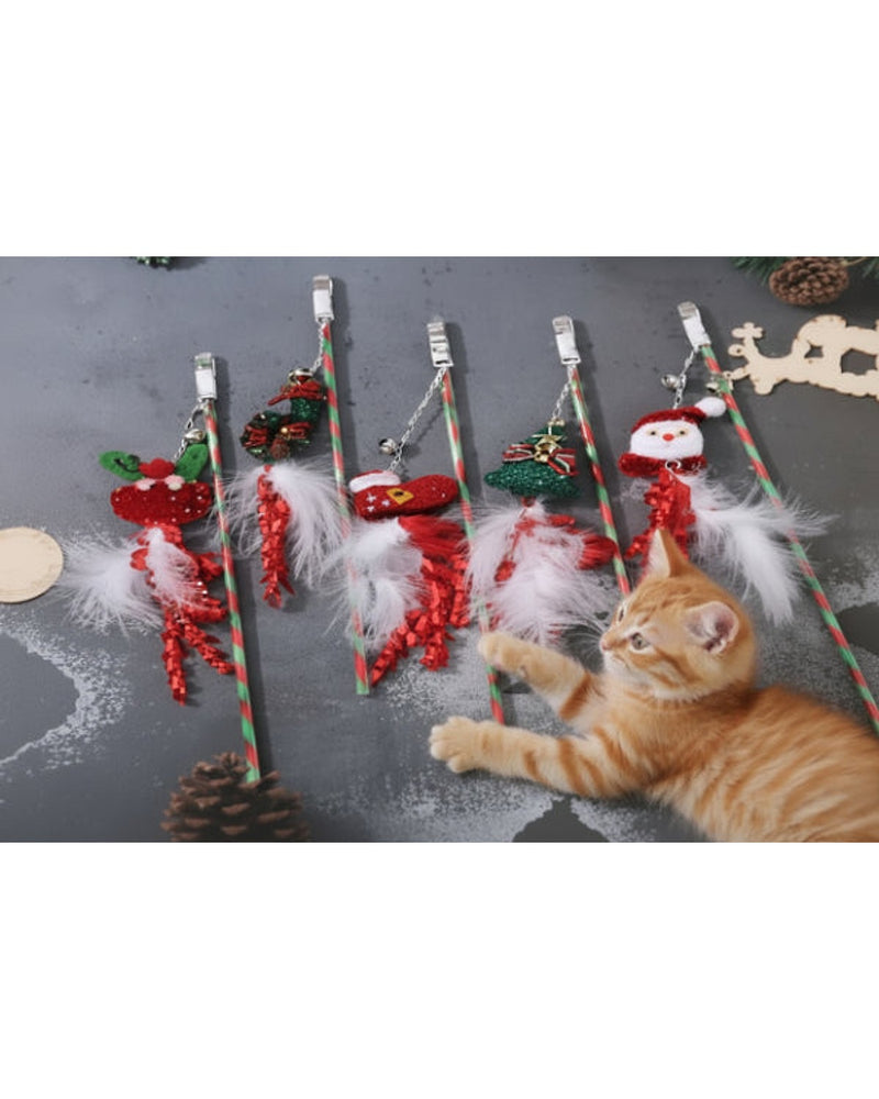 Zilli Tüy Detaylı Yılbaşı Temalı Kedi Oltası