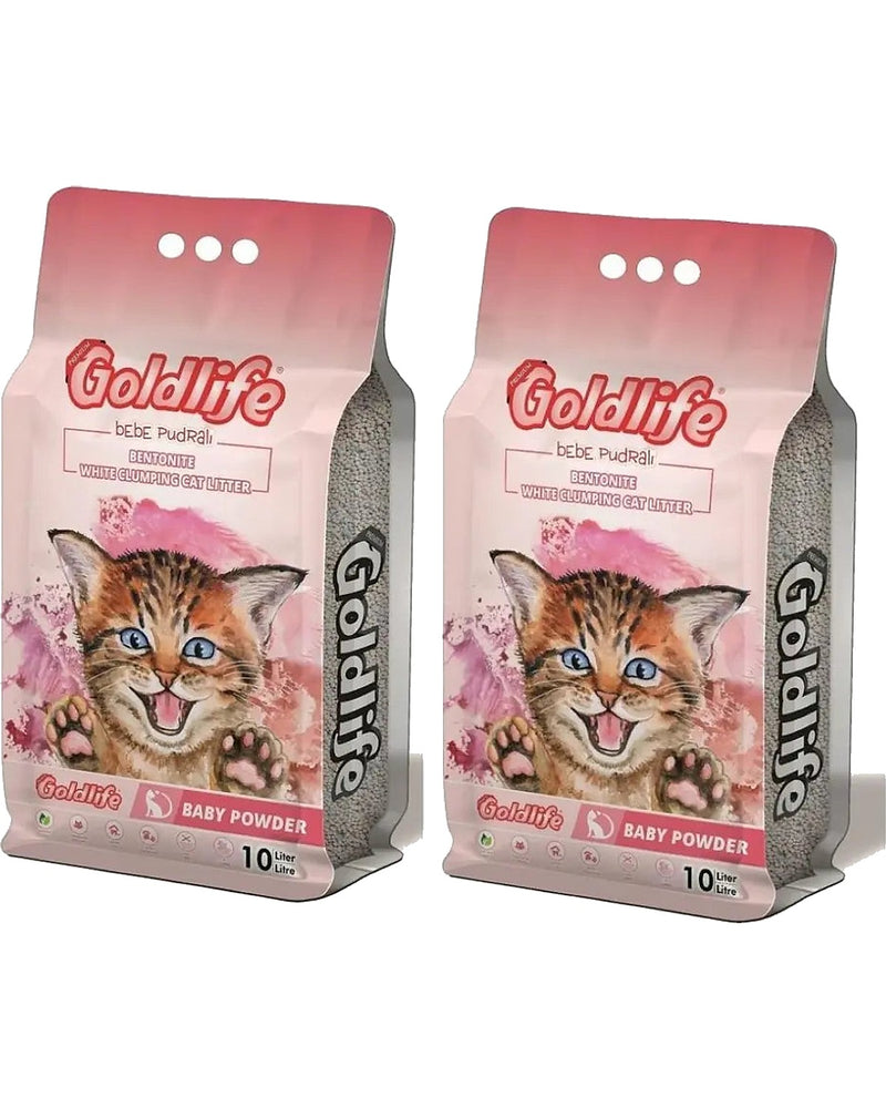 Goldlife Bebe Pudralı İnce Taneli Kedi Kumu 10 L x 2