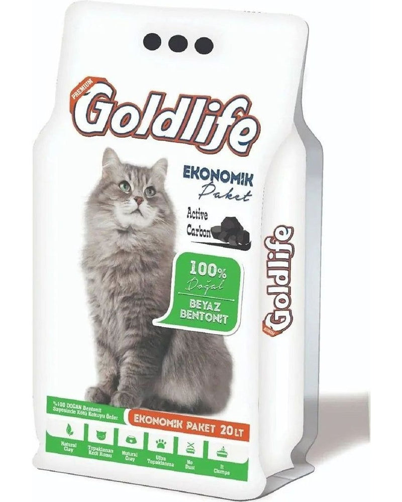 Goldlife Aktif Karbonlu İnce Taneli Kedi Kumu 20 L