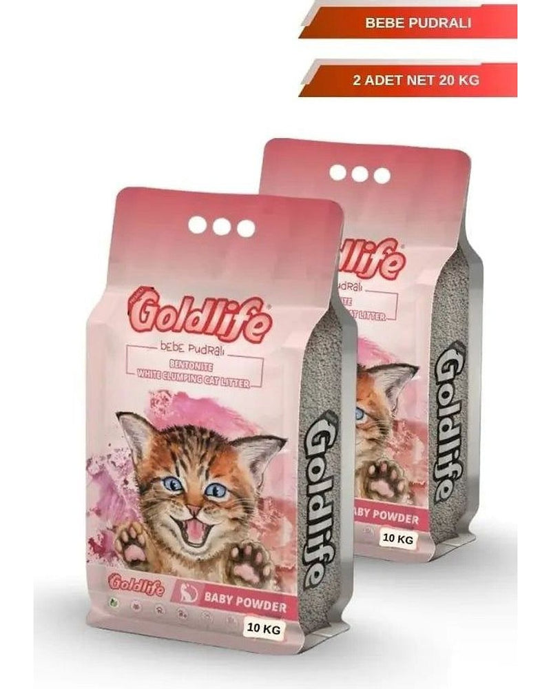 Goldlife Bebe Pudrası Kokulu İnce Taneli Kedi Kumu 10 kg x 2
