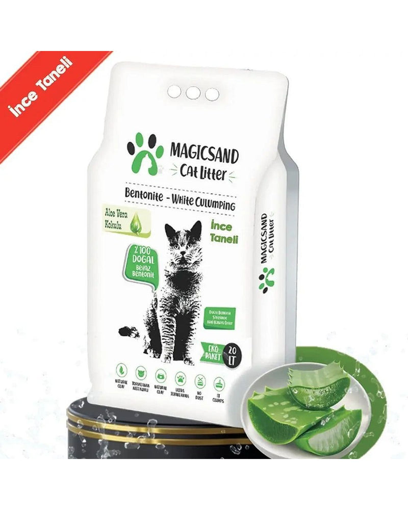 Aloe Vera Kokulu İnce Taneli 20 L Bentonit Kedi Kumu