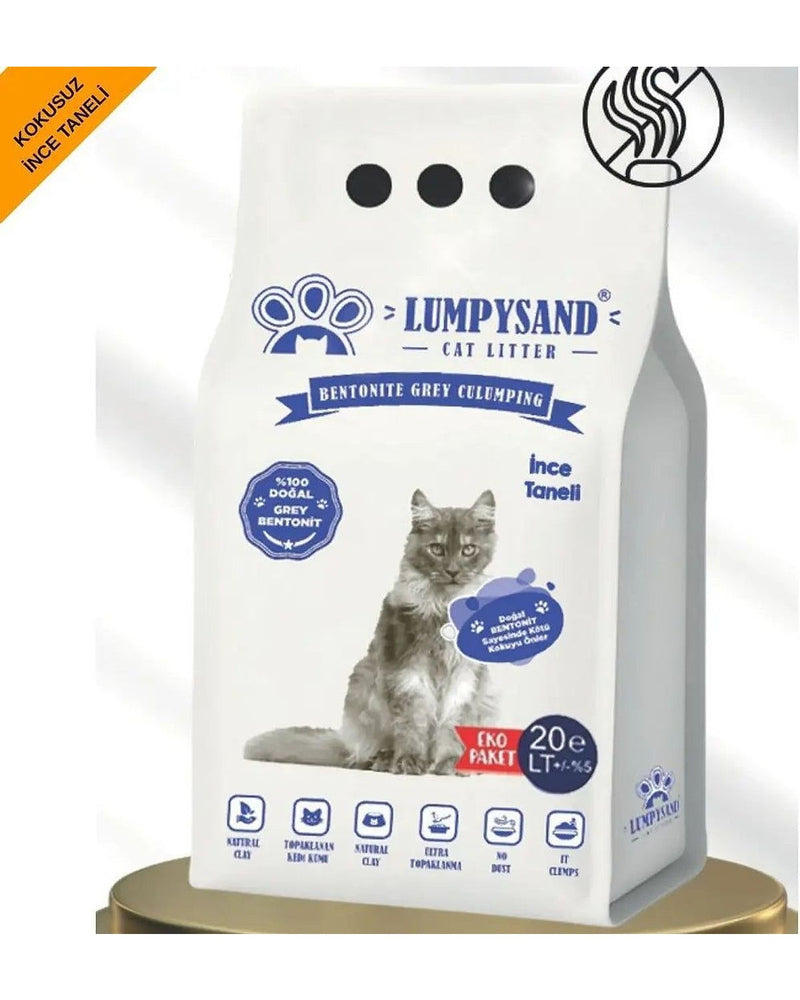 Kokusuz İnce Taneli 20 L Bentonit Kedi Kumu