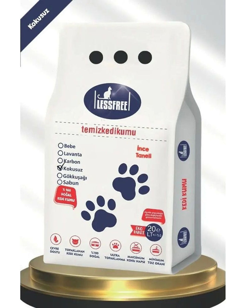 Kokusuz Naturel İnce Taneli 20 L Beyaz Bentonit Kedi Kumu