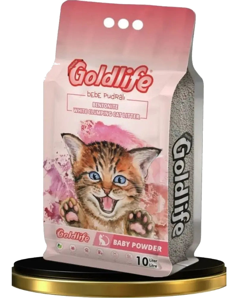 Goldlife Premium Bebe Pudralı Topaklanan Kedi Kumu 10 L