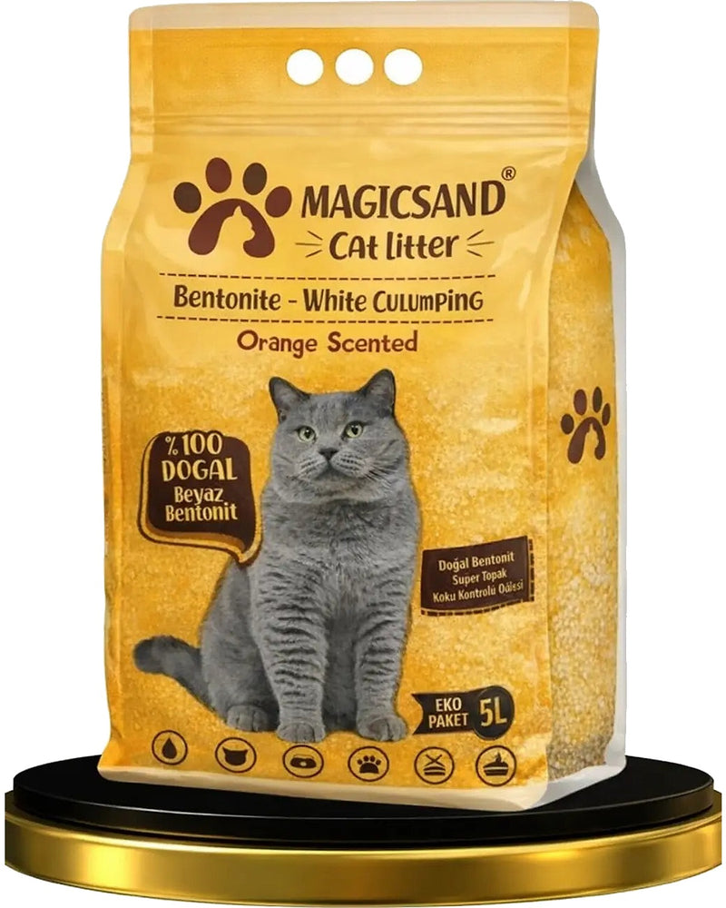 Magicsand Portakal Kokulu Gri Sodyum Bentonit Kedi Kumu 5 L