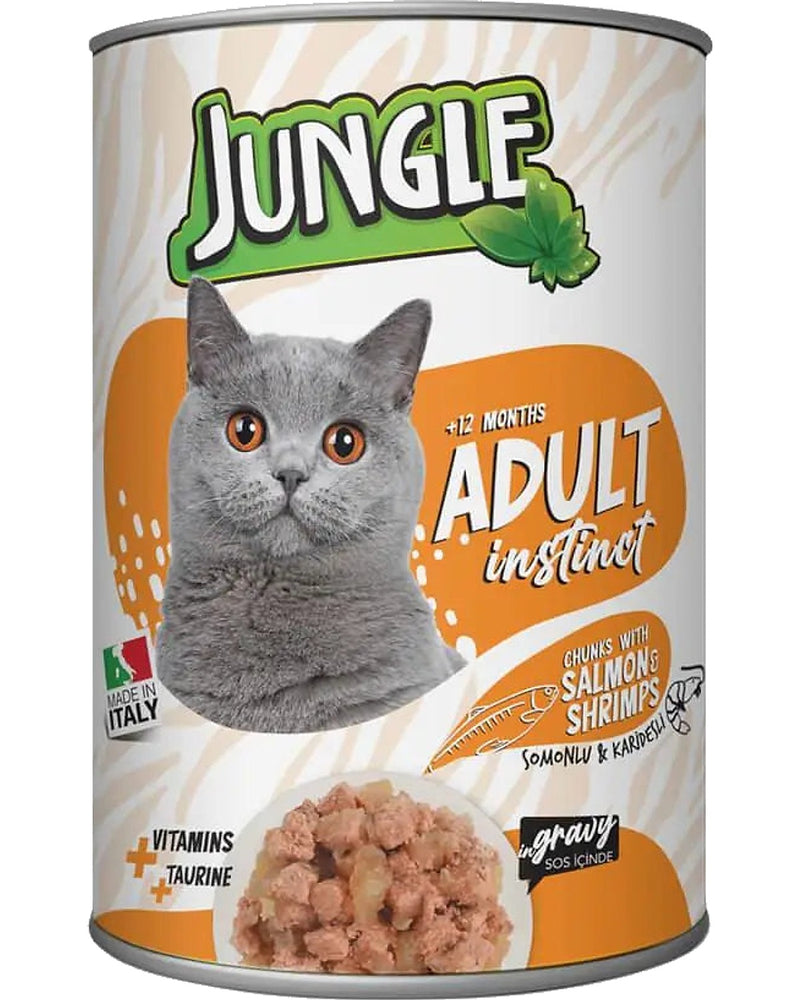 Jungle Somonlu Karidesli Parça Yetişkin Kedi Konservesi 415 gr