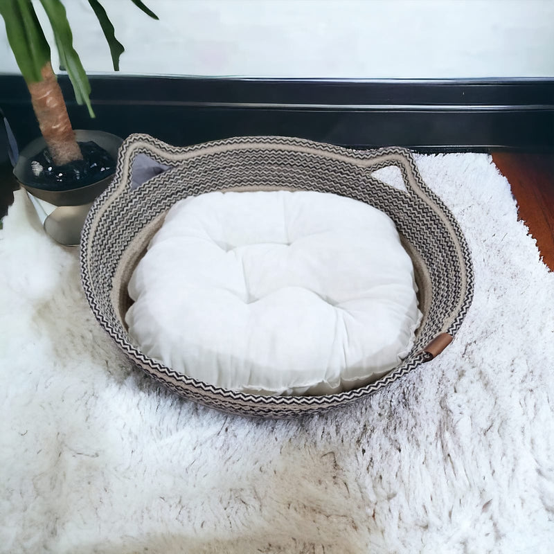 El Yapımı %100 Jüt Elyaflı Kedi Yatağı (40 cm)