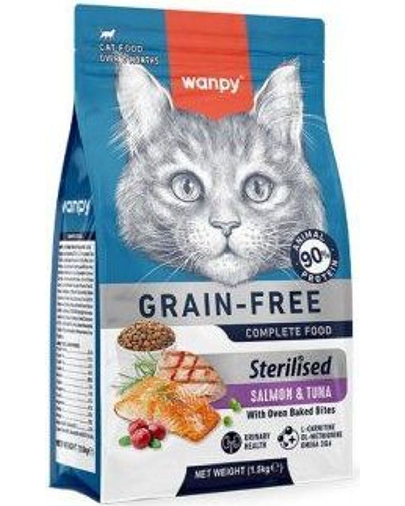 Wanpy Tahılsız Somonlu ve Ton Balıklı Kısır Kedi Maması 1,5 kg