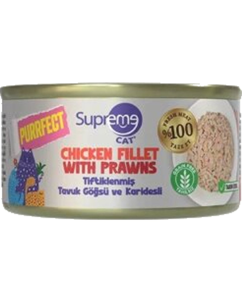 Supreme Cat Tavuk Göğsü ve Karidesli Tahılsız Kedi Konservesi 70 gr