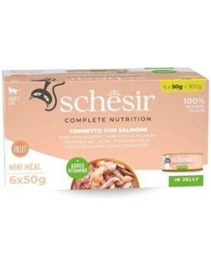 Schesir Jölede Ton Balıklı ve Somonlu Doğal Kedi Konservesi 6x50 gr