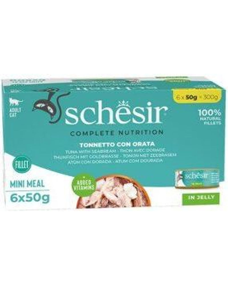 Schesir Jölede Ton Balığı ve Çipuralı Doğal Kedi Konservesi 6x50 gr
