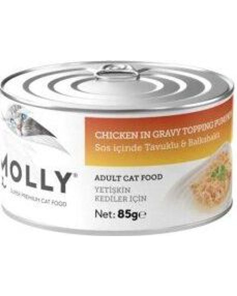Molly Soslu Tavuk-Balkabaklı Tahılsız Yetişkin Kedi Konservesi 85 gr