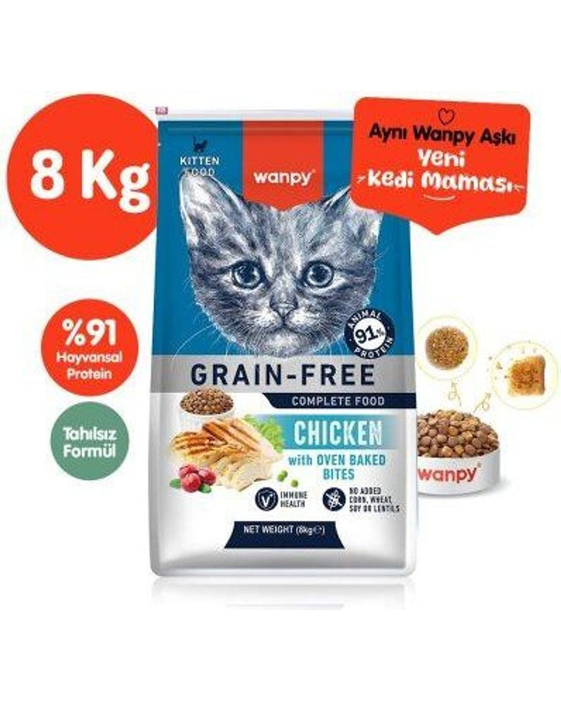 Wanpy Tavuklu Tahılsız Yavru Kedi Kuru Maması 8 kg