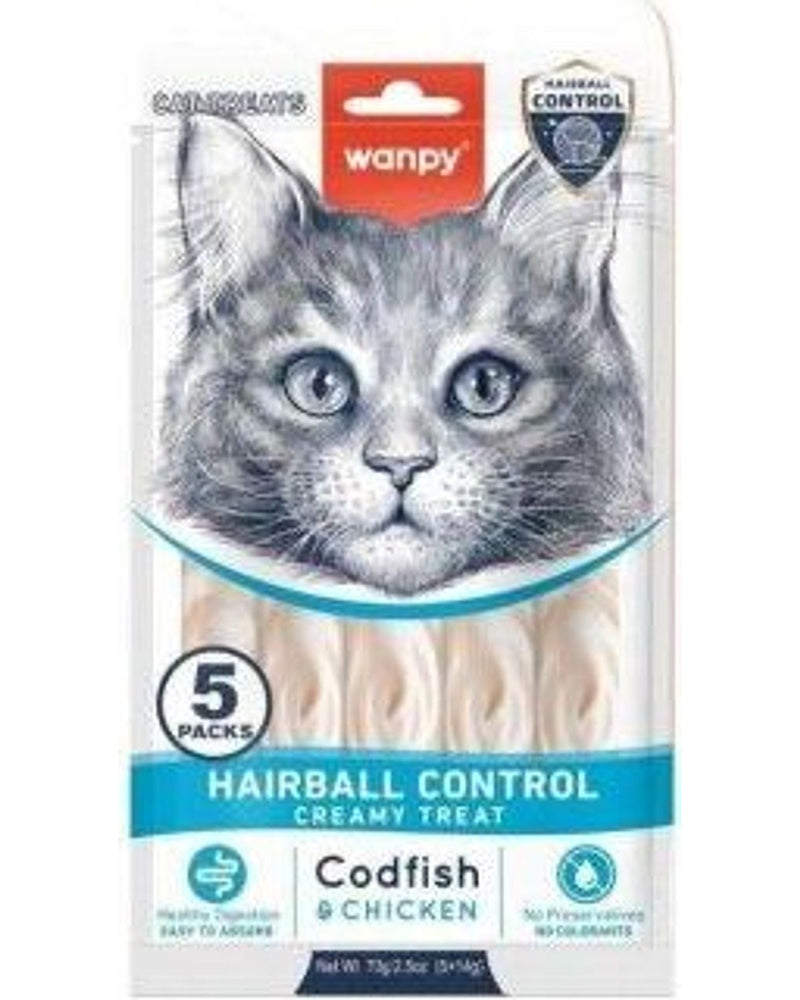 Wanpy Tüy Yumağı Kontrollü Morinalı Sıvı Krema Kedi Ödülü 5x14 gr