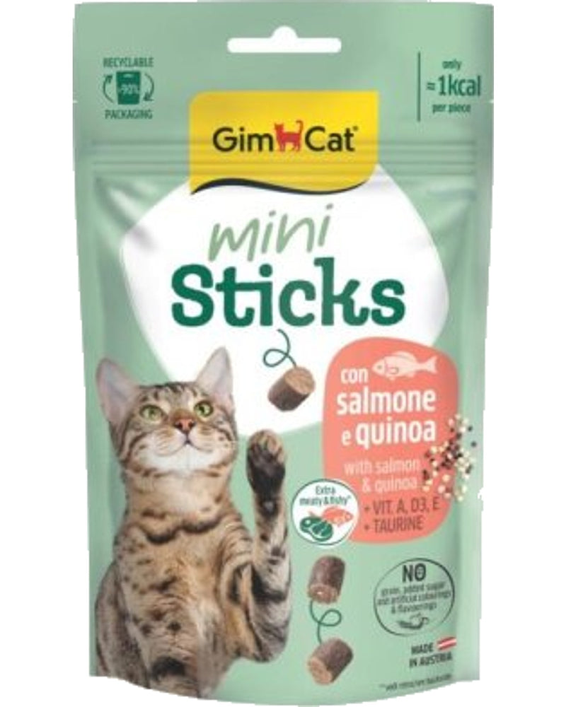 Gimcat Mini Sticks Somonlu ve Kinoalı Kedi Ödül Çubukları 50 gr