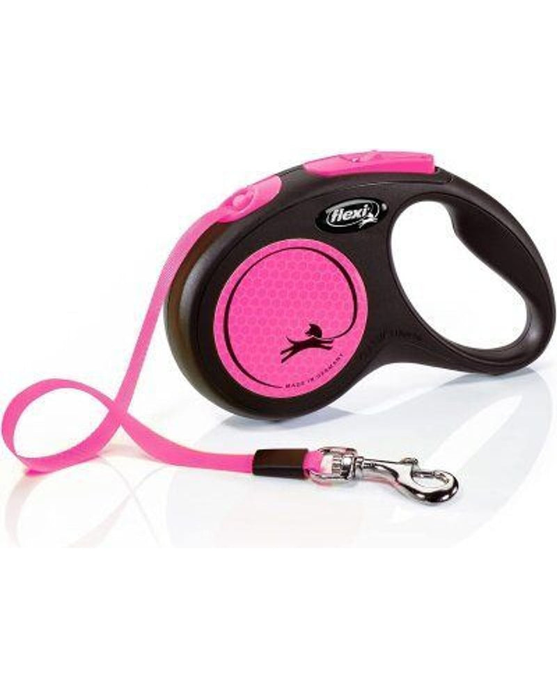 Flexi Neon Pembe 5 m Otomatik Şerit Köpek Tasması (Small)