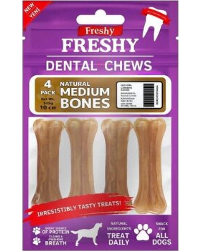 Freshy Tavuk Aromalı Presli Deri Köpek Çiğneme Kemiği 4'lü Paket