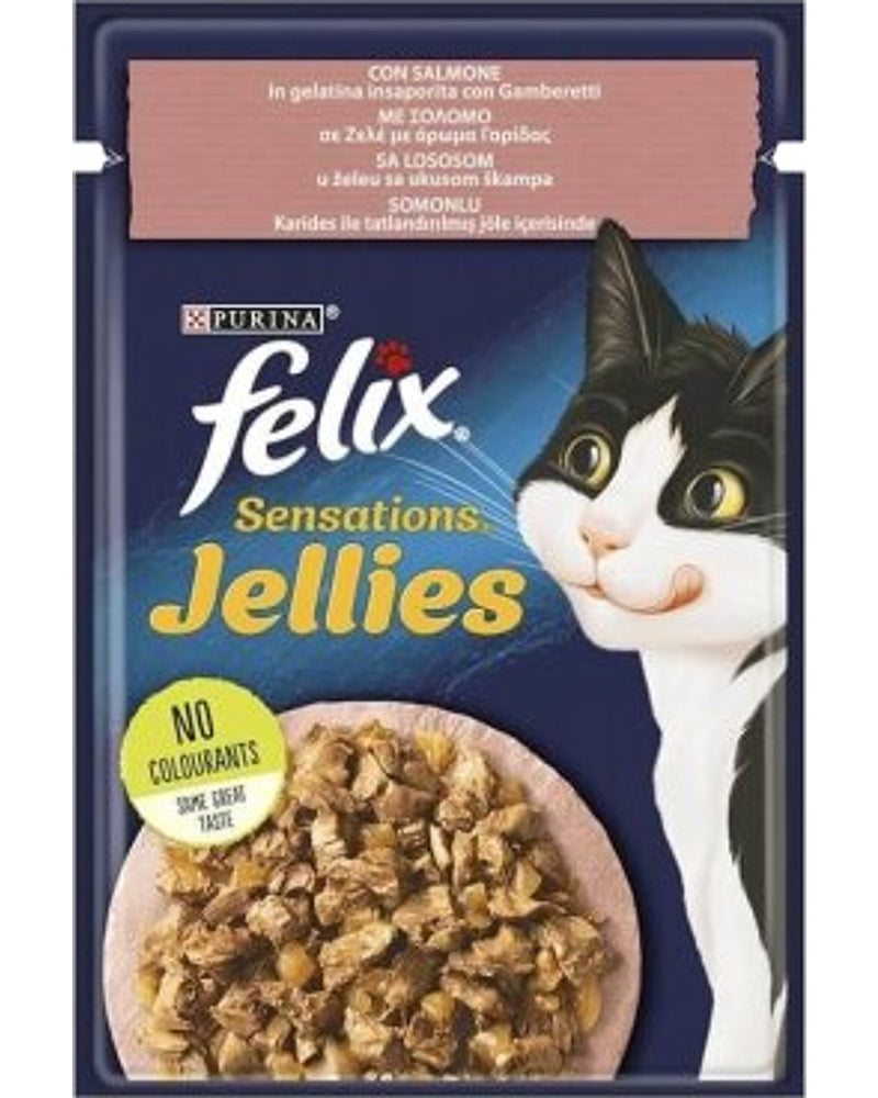Felix Sensation Jöleli Somon-Karidesli Yetişkin Kedi Konservesi 85 gr