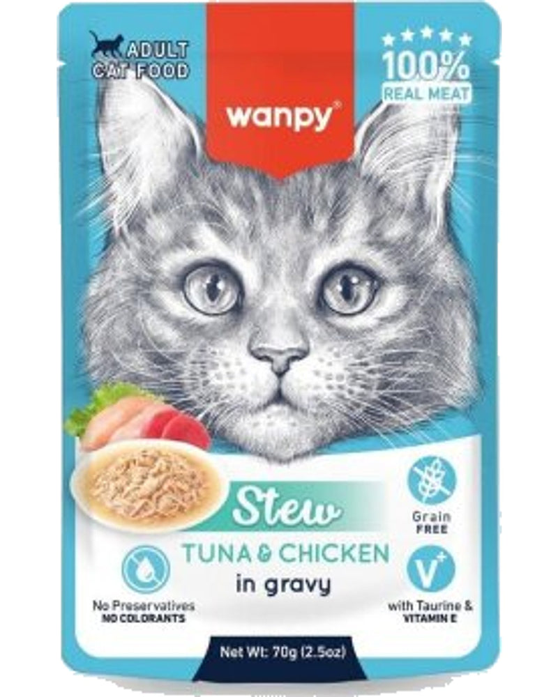 Wanpy Soslu Ton Balıklı ve Tavuklu 70 gr Yetişkin Kedi Maması