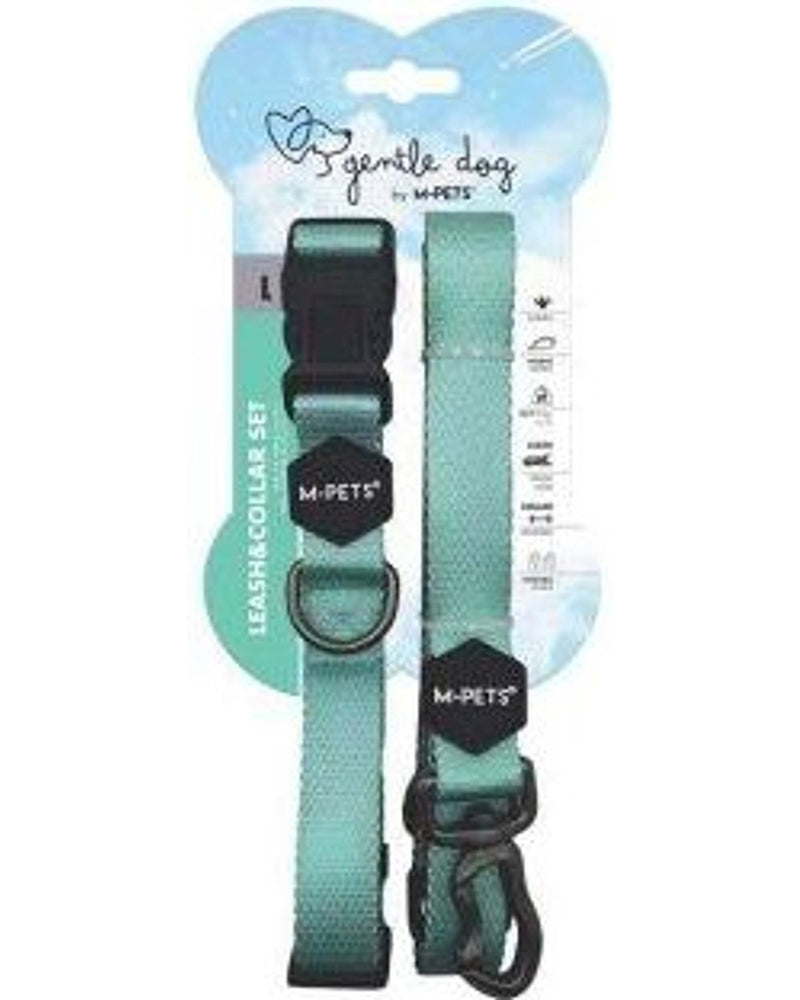 M-Pets Gentle Dolgulu Köpek Tasması ve Gezdirme Kayışı Seti Yeşil L