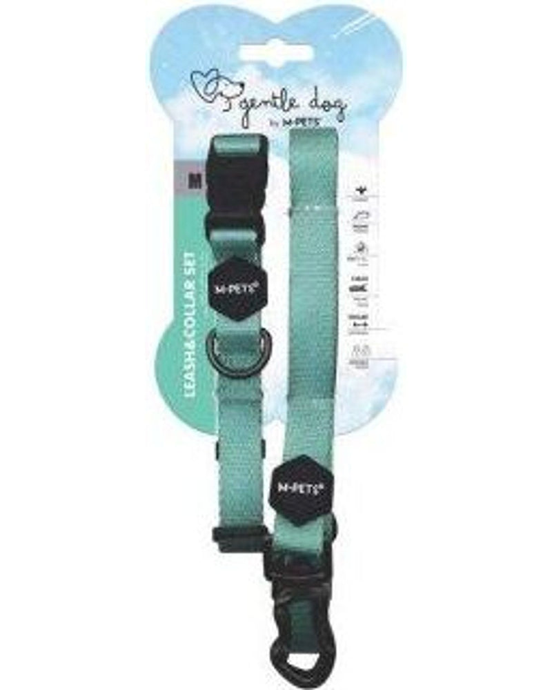 M-Pets Gentle Dolgulu Köpek Tasması ve Gezdirme Kayışı Seti Yeşil M