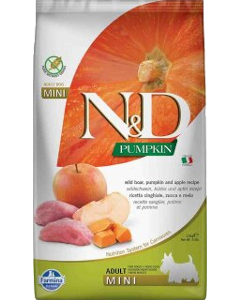 N&D Pumpkin Tahılsız Yaban Domuzlu-Elmalı Küçük Irk Maması 2,5 kg