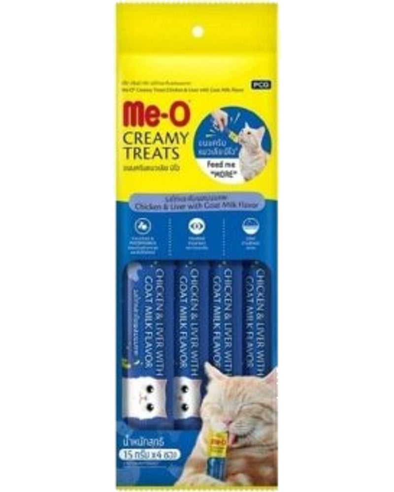 Me-O Creamy Tavuk Ciğerli ve Keçi Sütlü 4x15 gr Kedi Ödülü