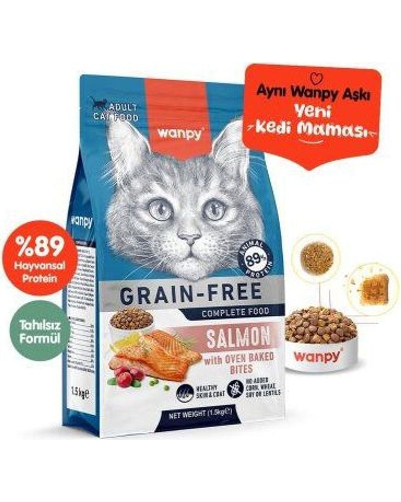 Wanpy Somon Balıklı Tahılsız 1,5 kg Yetişkin Kedi Maması