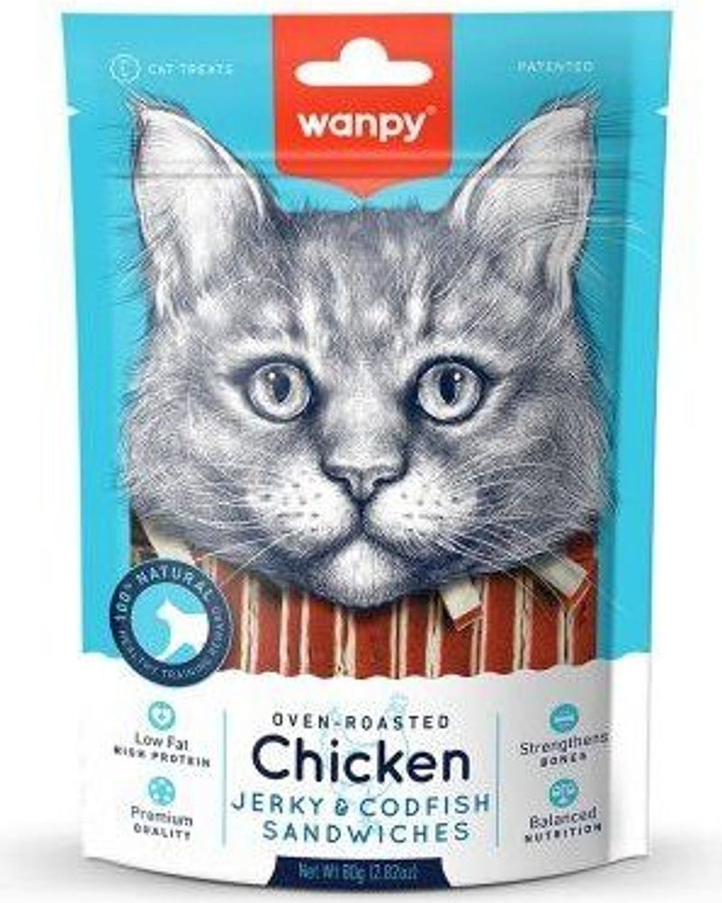 Wanpy Gerçek Tavuk ve Morina Balıklı Yumuşak Kedi Ödülü 80 gr