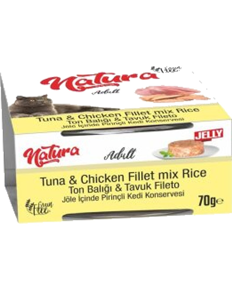 Natura Jöleli Ton ve Tavuk Etli Yetişkin Kedi Konservesi 70 gr