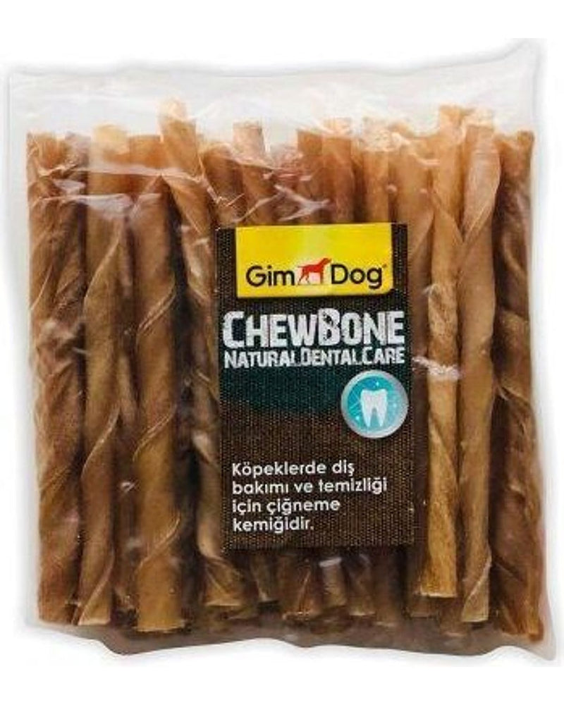 GimDog %100 Doğal Ham Deri Burgu Çiğneme Çubuğu (Naturel, 50'li)