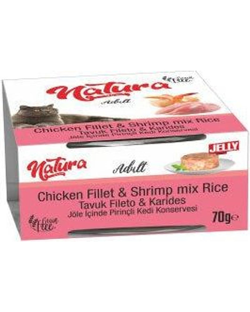 Natura Jöleli Tavuk Fileto ve Karidesli Yetişkin Kedi Konservesi 70 gr