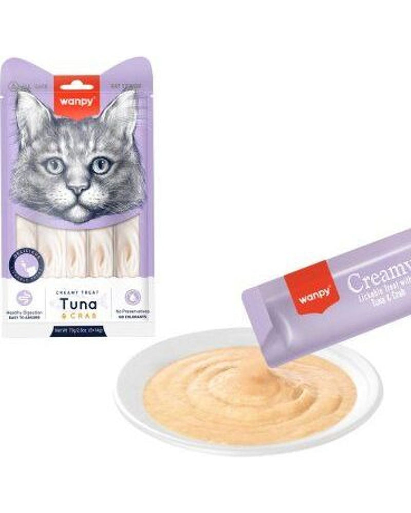 Wanpy Ton Balıklı Yengeçli Sıvı Krema Kedi Ödülü 5 x 14 gr