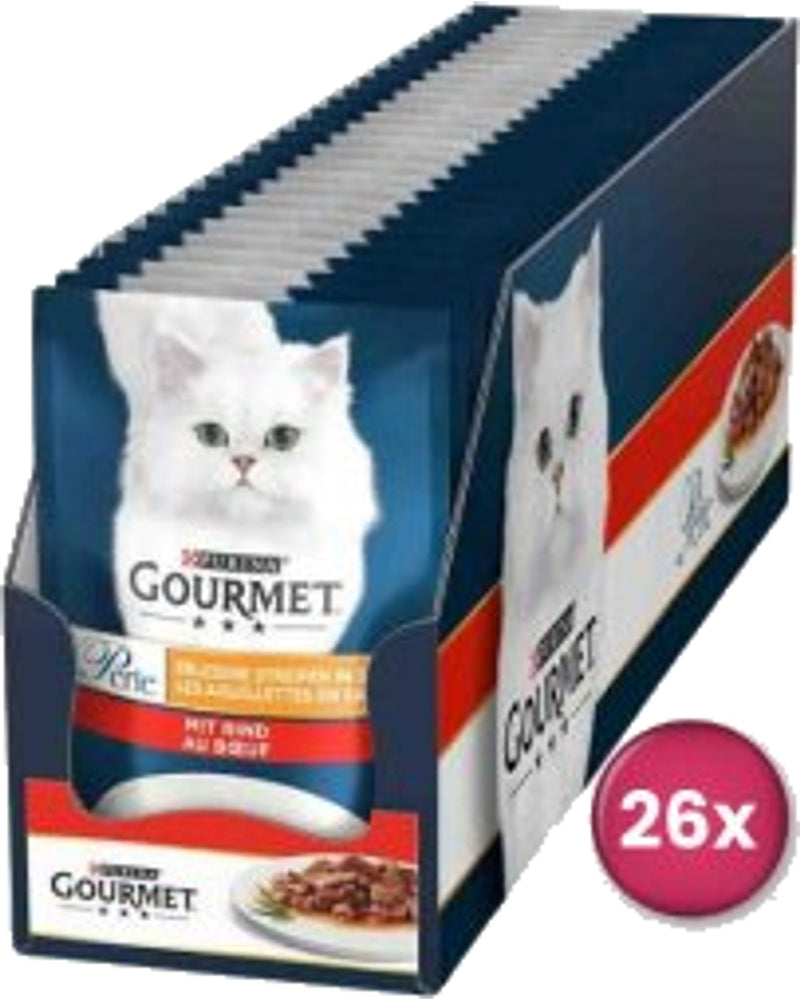 Gourmet Perle Izgara Sığır Etli Yaş Kedi Maması 26 x 85 gr
