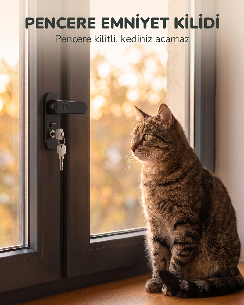 Pencere Emniyet Kilidi Siyah (Kedi Güvenliği)
