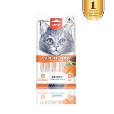 Wanpy Superfood Somonlu ve Chialı Kedi Krema Ödülü 14 gr x 5