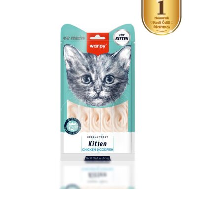Wanpy Tavuklu ve Morinalı Yavru Kedi Krema Ödülü 14 gr x 5