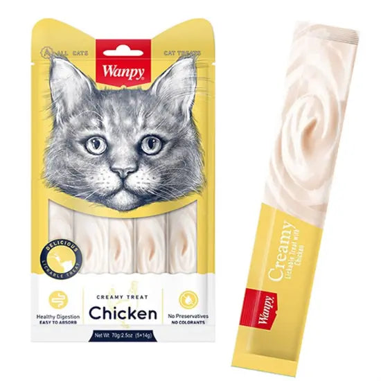 Wanpy Tavuklu Kremalı Sıvı Kedi Ödülü 5 x 14 gr