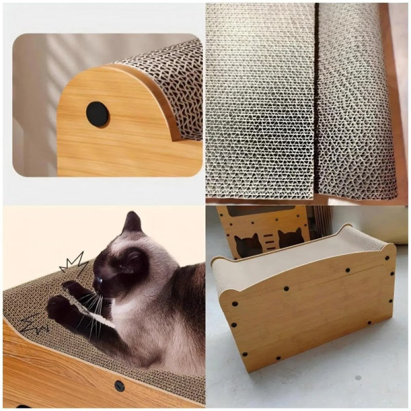 Tırmalamalı Yuvalı Tek Katlı Ahşap Kedi Oyun Evi