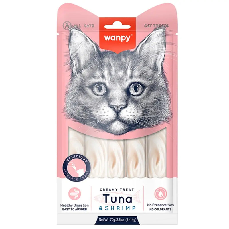 Wanpy Ton Balıklı Karidesli Kremalı Sıvı Kedi Ödülü 5 x 14 gr