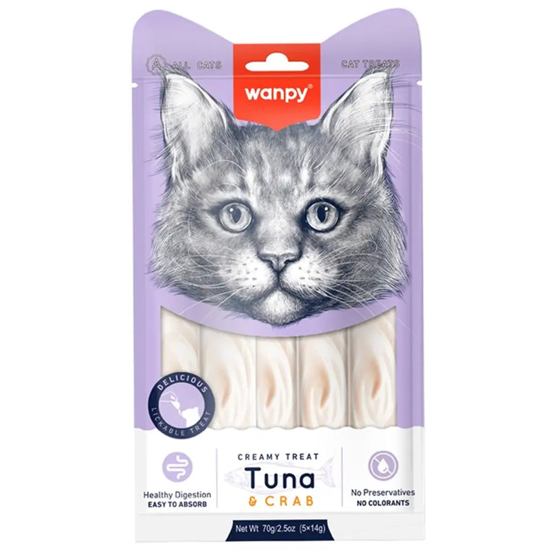 Wanpy Ton Balıklı Yengeçli Kremalı Sıvı Kedi Ödülü 5 x 14 gr